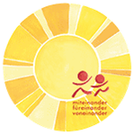 Rundes gelbes Logo mit Kindern